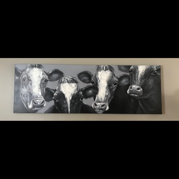 Farmhouse Cow canvas painting - Picture 1 of 2